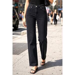 Joes Jeans Straight Leg Finished Cuffs Logo Back Pocket Black 31